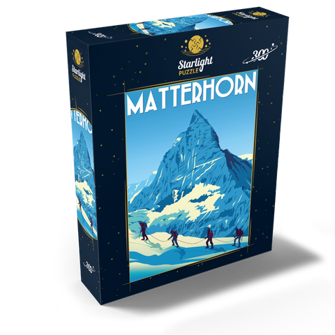 Matterhorn Switzerland art deco style vintage poster illustration 300 Jigsaw Puzzle box view2