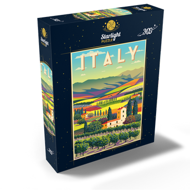 Romantic rural landscape Italy art deco style vintage poster illustration 300 Jigsaw Puzzle box view2