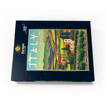 Romantic rural landscape Italy art deco style vintage poster illustration 300 Jigsaw Puzzle box view3