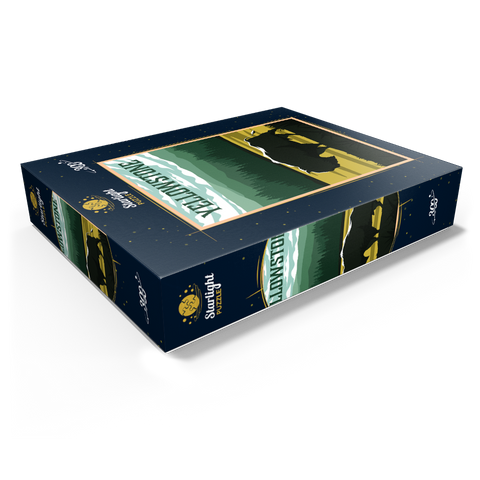 Bisons in Yellowstone National Park art deco style vintage poster illustration 300 Jigsaw Puzzle box view1