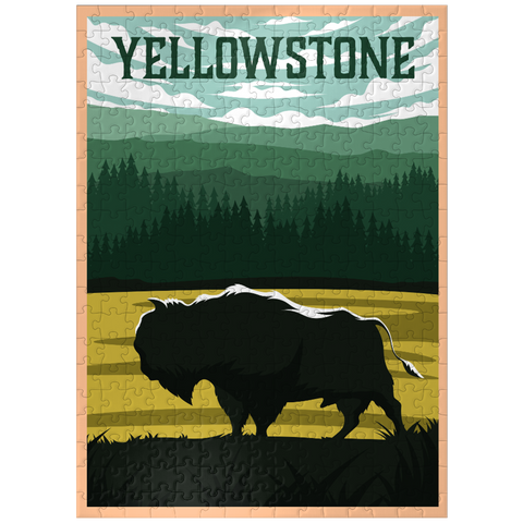 puzzleplate Bisons in Yellowstone National Park art deco style vintage poster illustration 300 Jigsaw Puzzle