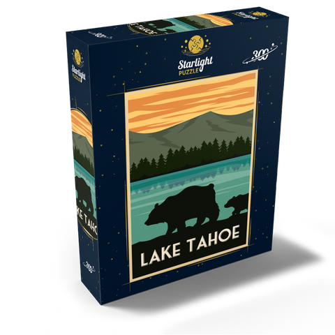 Lake Tahoe National Park art deco style vintage poster illustration 300 Jigsaw Puzzle box view2