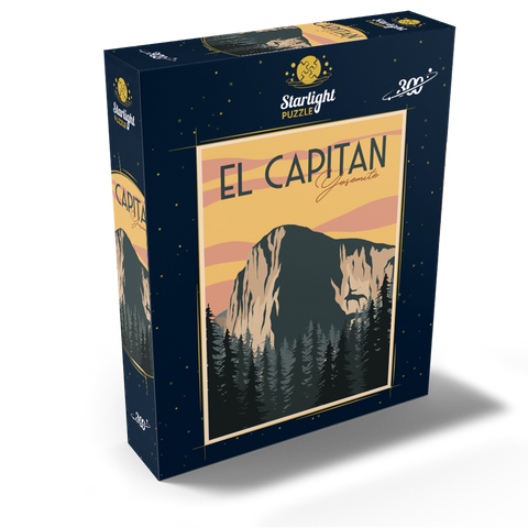 El Capitan in Yosemite National Park USA Art Deco style vintage poster illustration 300 Jigsaw Puzzle box view2