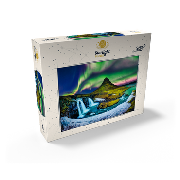 Northern lights Aurora borealis at Kirkjufell in Iceland 300 Jigsaw Puzzle box view2