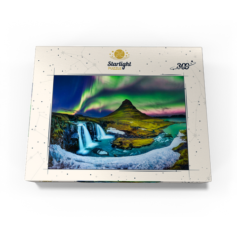 Northern lights Aurora borealis at Kirkjufell in Iceland 300 Jigsaw Puzzle box view3