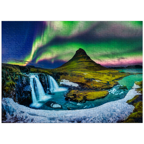 puzzleplate Northern lights Aurora borealis at Kirkjufell in Iceland 300 Jigsaw Puzzle
