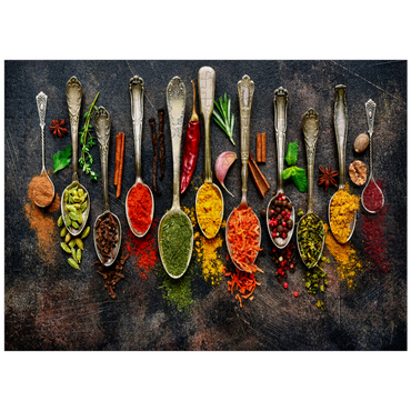 puzzleplate Assortment of natural spices on vintage spoons on dark slate 300 Jigsaw Puzzle