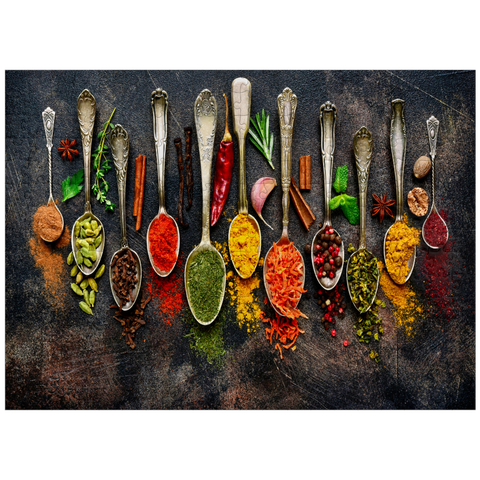 puzzleplate Assortment of natural spices on vintage spoons on dark slate 300 Jigsaw Puzzle