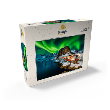 Aurora borealis over Hamnoy in Norway 300 Jigsaw Puzzle box view2