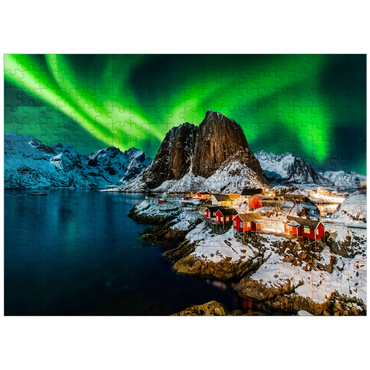 puzzleplate Aurora borealis over Hamnoy in Norway 300 Jigsaw Puzzle