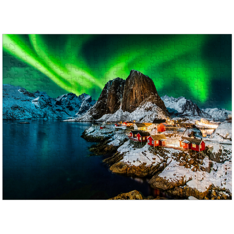 puzzleplate Aurora borealis over Hamnoy in Norway 300 Jigsaw Puzzle