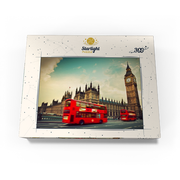 Red double decker bus in front of the Big Ben and Westminster Abbey London England 300 Jigsaw Puzzle box view3