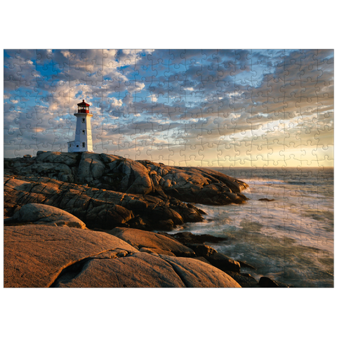 puzzleplate Sunset at Peggys Cove Lighthouse Nova Scotia Canada 300 Jigsaw Puzzle