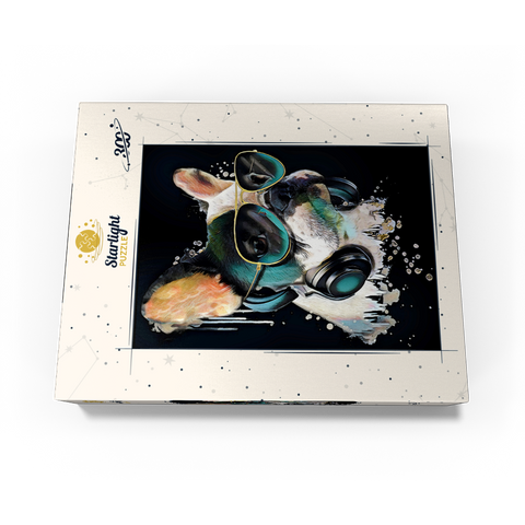 French bulldog with headphones 300 Jigsaw Puzzle box view3