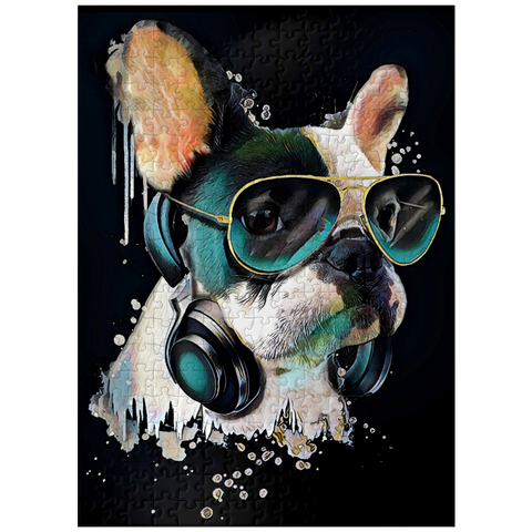 puzzleplate French bulldog with headphones 300 Jigsaw Puzzle