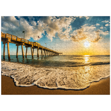 puzzleplate Late afternoon sun over Gulf of Mexico, Venice Fishing Pier, Florida 300 Jigsaw Puzzle