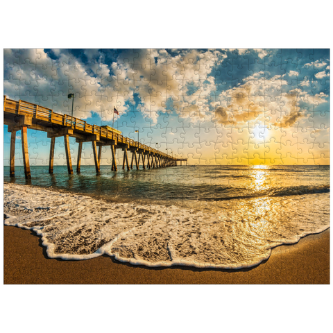 puzzleplate Late afternoon sun over Gulf of Mexico, Venice Fishing Pier, Florida 300 Jigsaw Puzzle