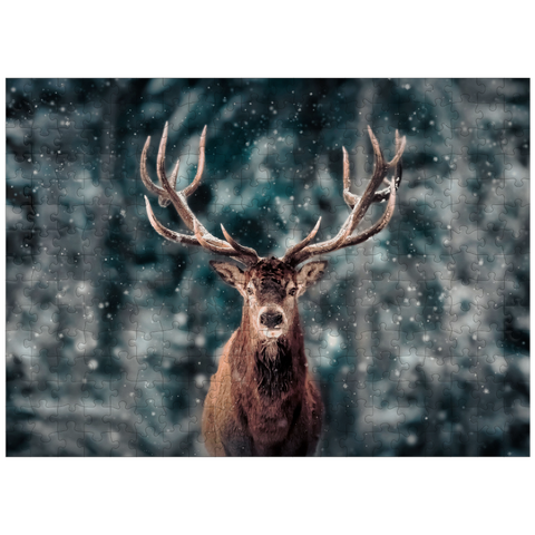 puzzleplate Noble deer in winter snow forest 300 Jigsaw Puzzle