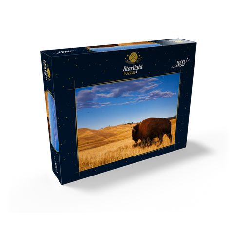 Bison / buffalo running in the rolling hills of the prairie 300 Jigsaw Puzzle box view2