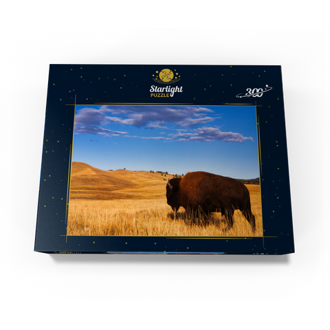 Bison / buffalo running in the rolling hills of the prairie 300 Jigsaw Puzzle box view3
