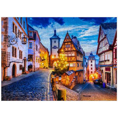 puzzleplate Rothenburg ob der Tauber by night, Romantic Road in Bavaria, Germany 300 Jigsaw Puzzle