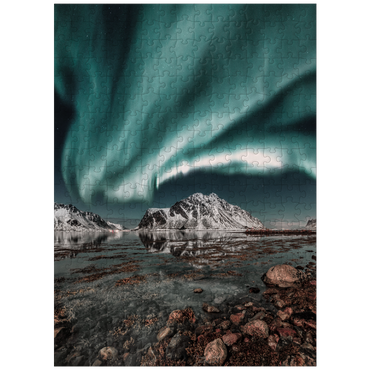 puzzleplate Northern lights, Aurora borealis over amazing landscape in Lofoten, Norway 300 Jigsaw Puzzle
