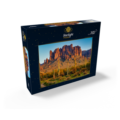 The Superstition Mountains and Sonoran desert landscape at sunset in Lost Dutchman State Park, Arizona 300 Jigsaw Puzzle box view2