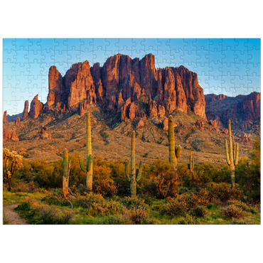 puzzleplate The Superstition Mountains and Sonoran desert landscape at sunset in Lost Dutchman State Park, Arizona 300 Jigsaw Puzzle
