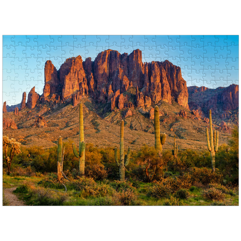 puzzleplate The Superstition Mountains and Sonoran desert landscape at sunset in Lost Dutchman State Park, Arizona 300 Jigsaw Puzzle