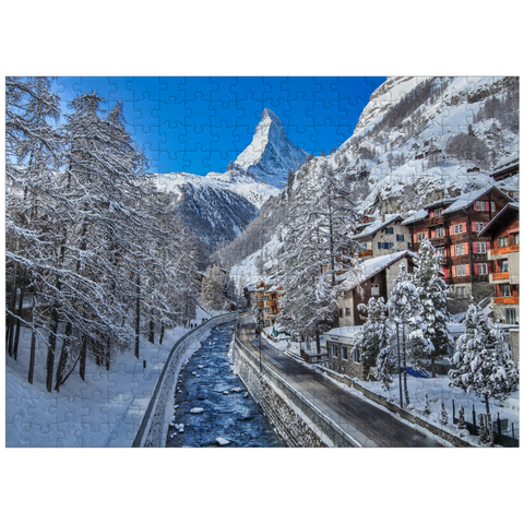 puzzleplate The mountain village of Zermatt in Switzerland, The Matterhorn, Alpine river 300 Jigsaw Puzzle