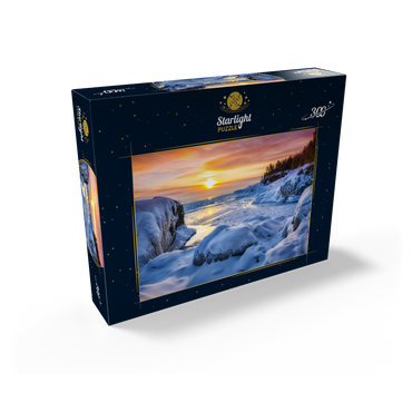Frozen Lake Superior sunrise at Presque Isle Park, winter in Marquette, Michigan 300 Jigsaw Puzzle box view2