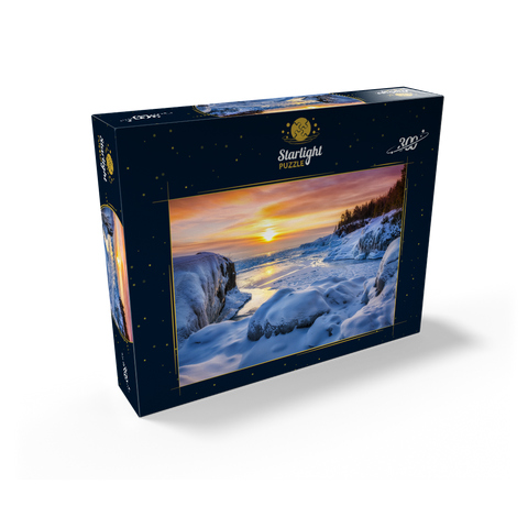 Frozen Lake Superior sunrise at Presque Isle Park, winter in Marquette, Michigan 300 Jigsaw Puzzle box view2