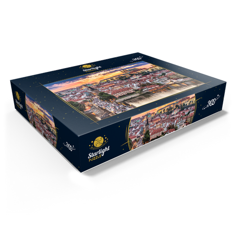 Prague - Czech Republic - sunset or sunrise view of Charles Bridge and Prague Castle over Vltava river 300 Jigsaw Puzzle box view1