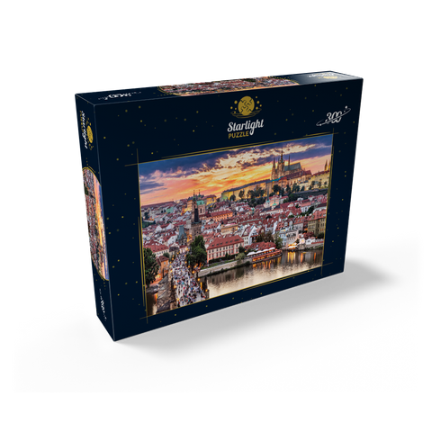 Prague - Czech Republic - sunset or sunrise view of Charles Bridge and Prague Castle over Vltava river 300 Jigsaw Puzzle box view2