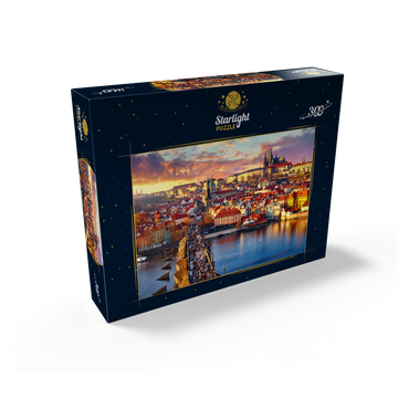 Panoramic view on top of Charles Bridge Prague Castle and Vltava River Prague Czech Republic 300 Jigsaw Puzzle box view2