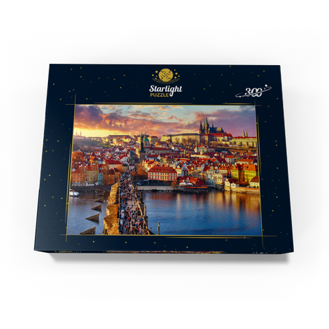 Panoramic view on top of Charles Bridge Prague Castle and Vltava River Prague Czech Republic 300 Jigsaw Puzzle box view3