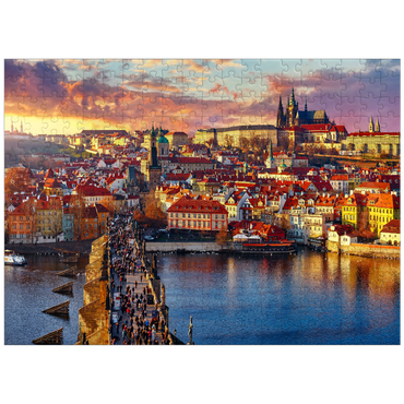 puzzleplate Panoramic view on top of Charles Bridge Prague Castle and Vltava River Prague Czech Republic 300 Jigsaw Puzzle