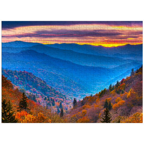 puzzleplate Smoky Mountains National Park, Tennessee, USA Autumn landscape at dawn 300 Jigsaw Puzzle