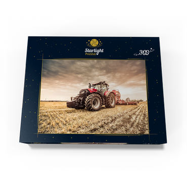 Modern red tractor during seeding 300 Jigsaw Puzzle box view3