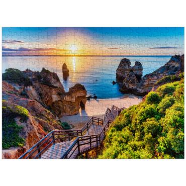 puzzleplate Camilo Beach (Praia do Camilo) with turquoise sea in the background, Lagos, Algarve, Portugal 300 Jigsaw Puzzle