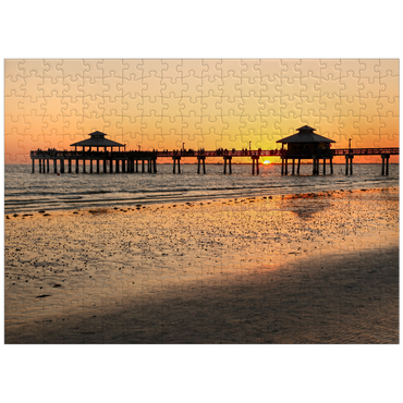 puzzleplate Sunset at the pier in Fort Myers Beach on the Gulf Coast, Florida, USA 300 Jigsaw Puzzle