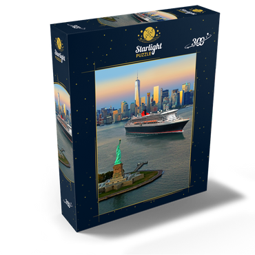 Harbor Entrance with the Statue of Liberty the Transatlantic Liner Queen Mary 2 300 Jigsaw Puzzle box view2
