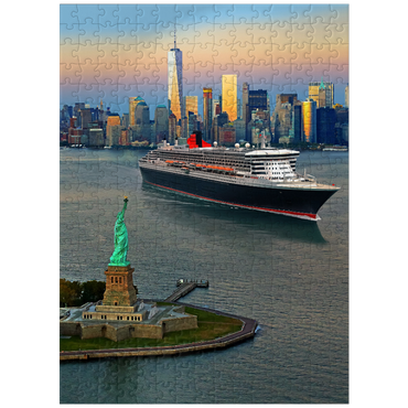 puzzleplate Harbor Entrance with the Statue of Liberty the Transatlantic Liner Queen Mary 2 300 Jigsaw Puzzle