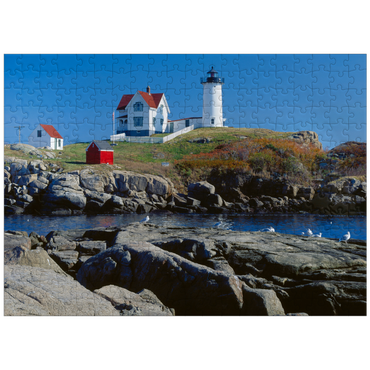 puzzleplate Nubble Lighthouse at Cape Neddick, York Beach, Maine, USA 300 Jigsaw Puzzle