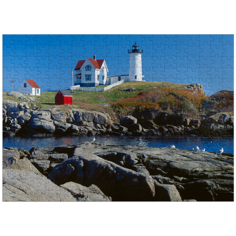 puzzleplate Nubble Lighthouse at Cape Neddick, York Beach, Maine, USA 300 Jigsaw Puzzle