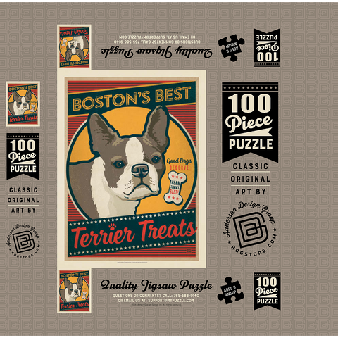 Boston's Best Terrier Treats, Vintage Poster 100 Jigsaw Puzzle box 3D Modell