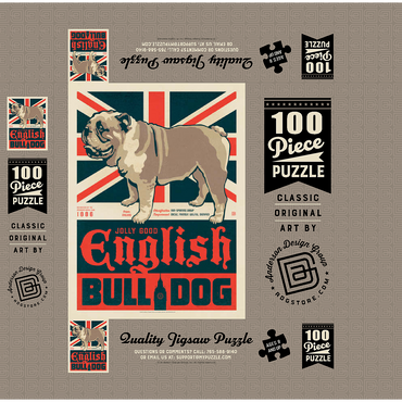 English Bulldog, Vintage Poster 100 Jigsaw Puzzle box 3D Modell