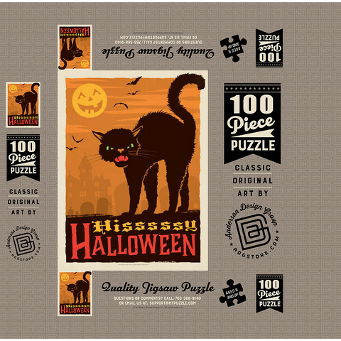 Hissy Halloween, Vintage Poster 100 Jigsaw Puzzle box 3D Modell