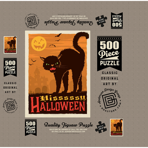 Hissy Halloween, Vintage Poster 500 Jigsaw Puzzle box 3D Modell