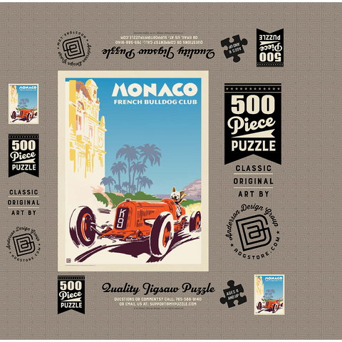 Monaco: French Bulldog Club, Vintage Poster 500 Jigsaw Puzzle box 3D Modell